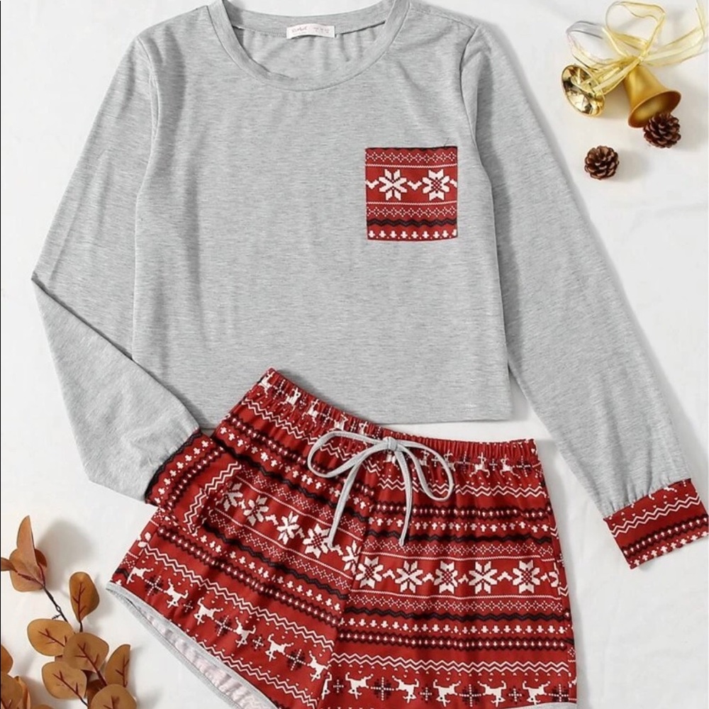 Pattern pocket patched PJ set
